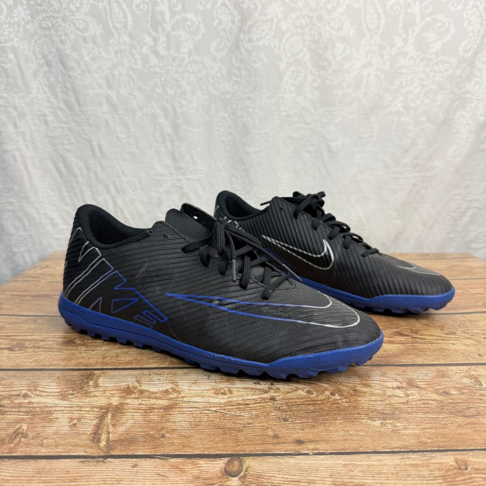 Nike Mens 10 Black Blue Mercurial Vapor 13 Academy TF Soccer Cleat Turf Shoe